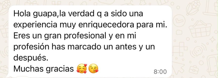 Mensaje de una alumna sobre su experiencia